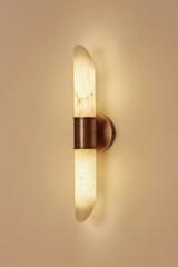 Large vintage gold and alabaster Tabitha wall light. Matlight. 