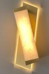 Offset geometric wall lamp in alabaster and brass. Matlight. 