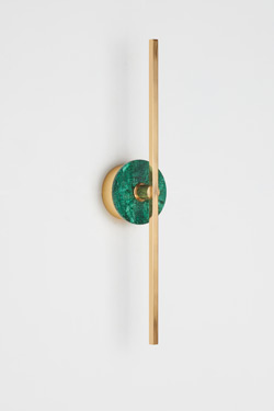 Stick contemporary wall lamp in  brass and  green marble. Matlight. 