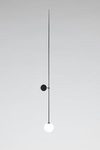 Longue Applique en laiton patiné noir avec un globe blanc. Mobile Chandelier10. Michael Anastassiades. 