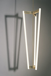 Satin brass pendant 3 tubes 100 cm Tube Chandelier. Michael Anastassiades. 