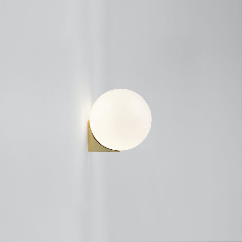 Polished Brass and White Globe Wall Lamp Single Sconce. Michael Anastassiades. 