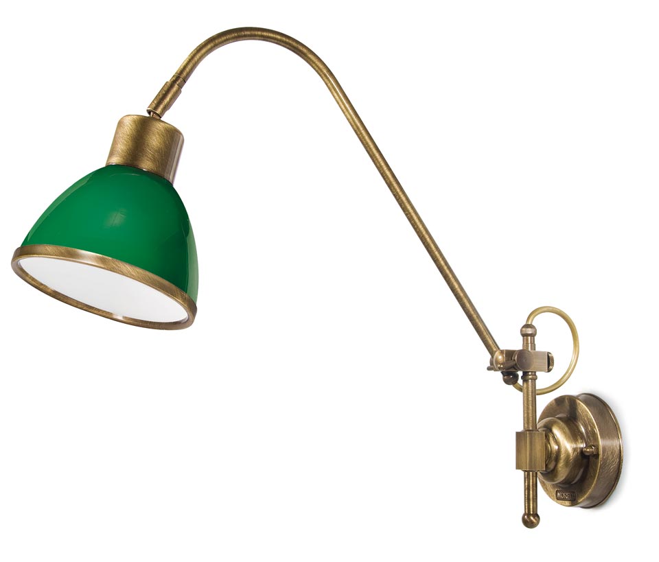 Applique Laiton Verni Verre Opale Vert Ref 15090448