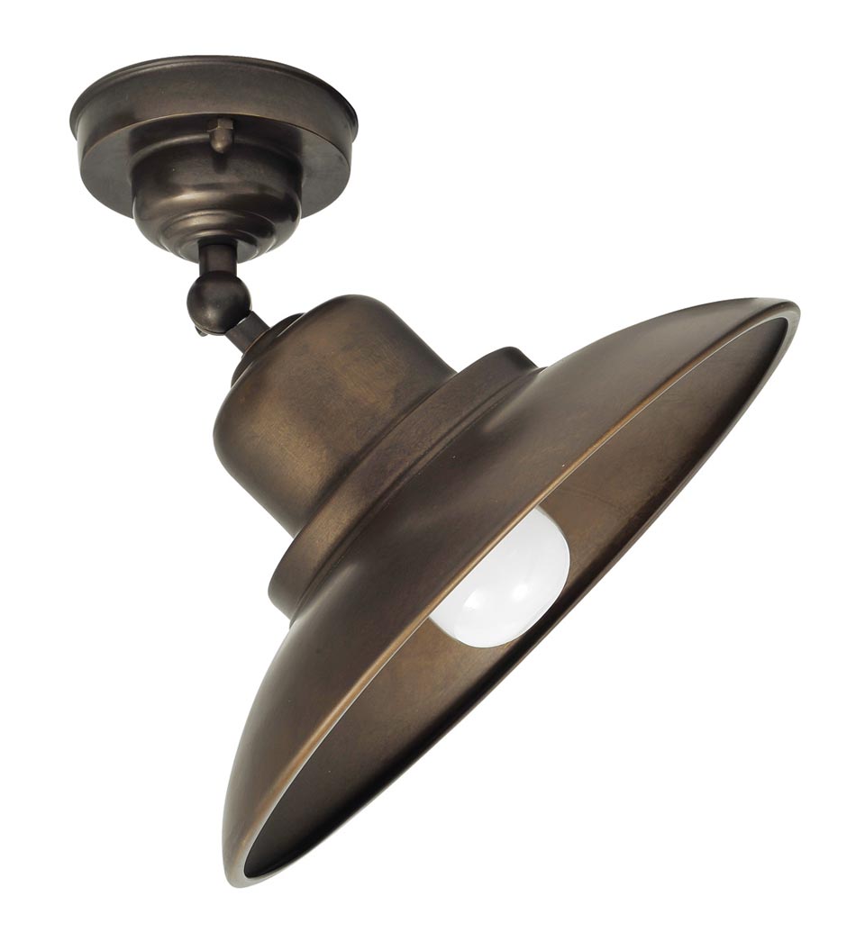 Ceiling lamp in burnished brass large dome. Moretti Luce. 