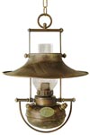 Oil lamp pendant in patinated brass. Moretti Luce. 