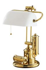 White American bookcase lamp, polished varnished brass. Moretti Luce. 