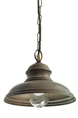 Exterior pendant lamp in aged brass on chain. Moretti Luce. 