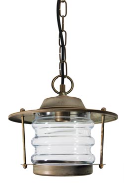 Onda outdoor lantern in aged brass. Moretti Luce. 