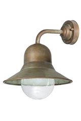 Bell-shaped exterior wall light in aged brass. Moretti Luce. 