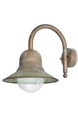 Bell-shaped exterior wall light in aged brass. Moretti Luce. 