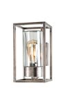 Cubic wall-mounted outdoor lantern in aged nickel. Moretti Luce. 
