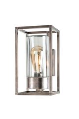 Cubic wall-mounted outdoor lantern in aged nickel. Moretti Luce. Cubic wall-mounted outdoor lantern in aged nickel. Moretti Luce.