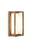 Ice Cubic rectangular outdoor wall lamp with antique brass frame. Moretti Luce. 