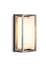 Ice Cubic rectangular outdoor wall lamp with nickel frame. Moretti Luce. 
