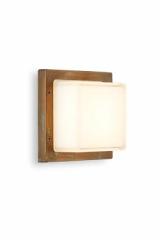 Ice Cubic square outdoor wall lamp in antique brass. Moretti Luce. 