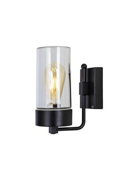 Silindar outdoor wall lamp black and clear glass. Moretti Luce. 