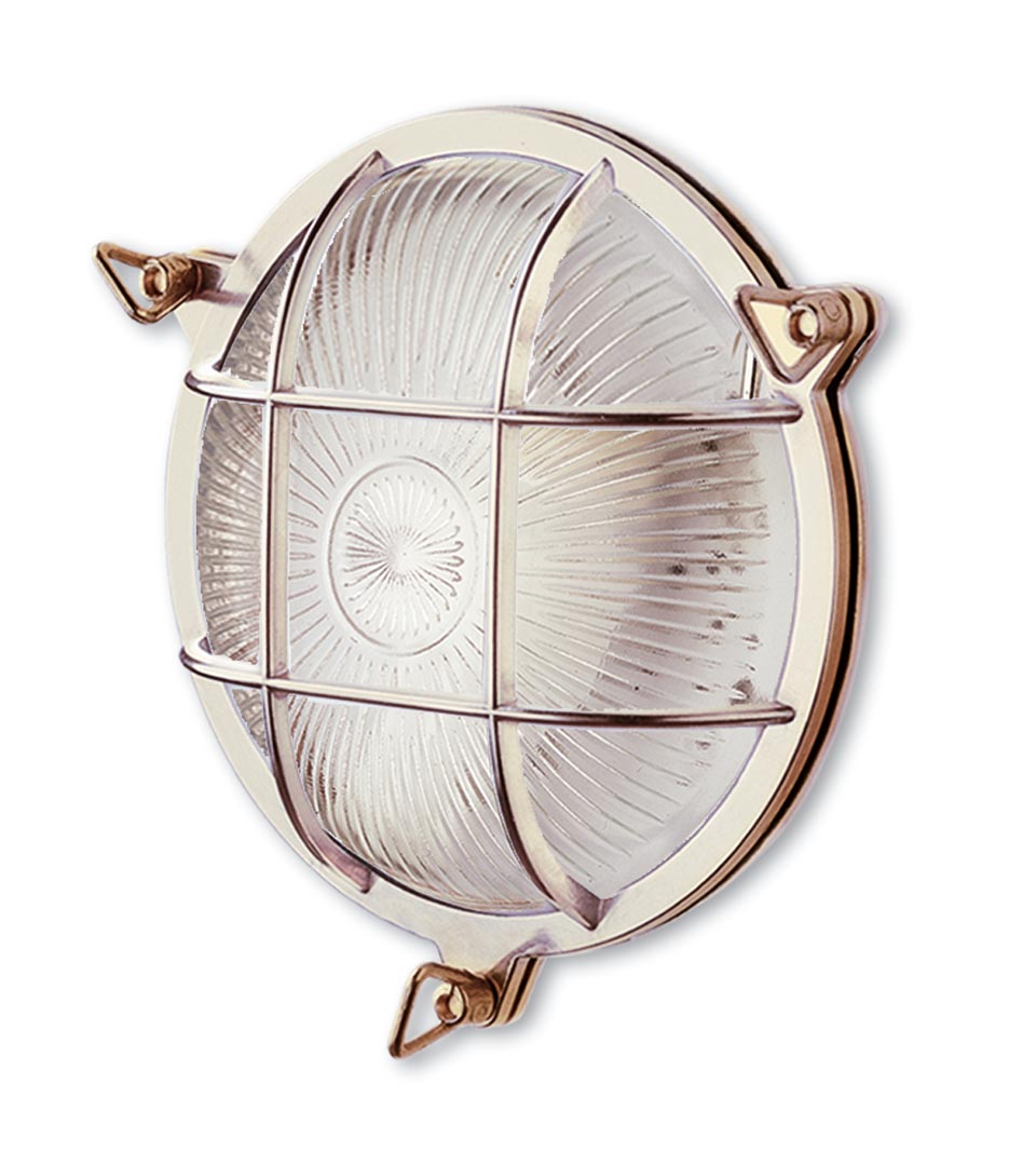 Tortuga outdoor silver round wall lamp. Moretti Luce. 
