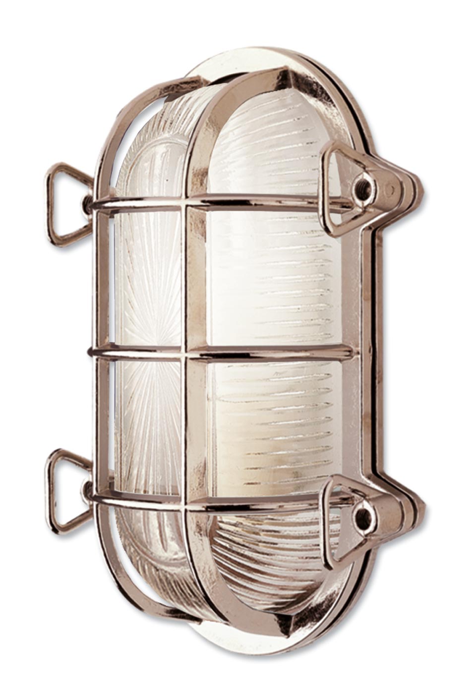 Tortuga oval exterior wall light with silver finish. Moretti Luce. 