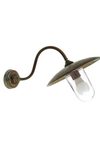 Trasimeno outdoor gooseneck wall light in solid brass. Moretti Luce. 