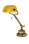 Lampe américaine de bibliothèque jaune en laiton naturel. Moretti Luce. 
