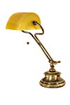 Lampe américaine de bibliothèque jaune en laiton naturel. Moretti Luce. 