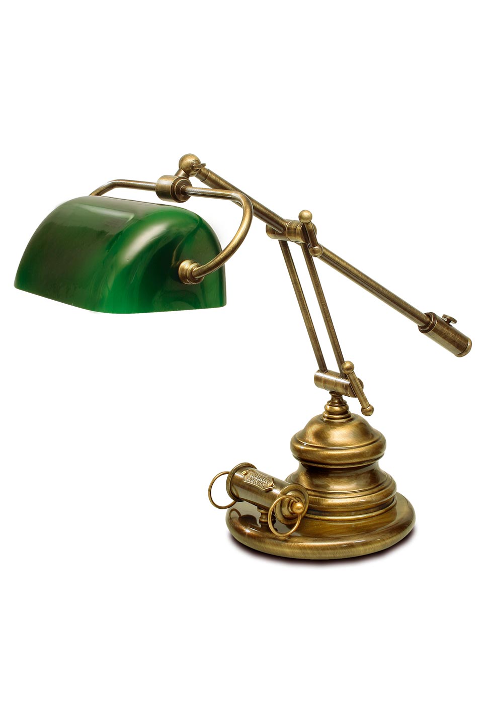 Lampe De Bibliotheque Americaine Verte A Contrepoids Laiton Naturel Ref 13060284