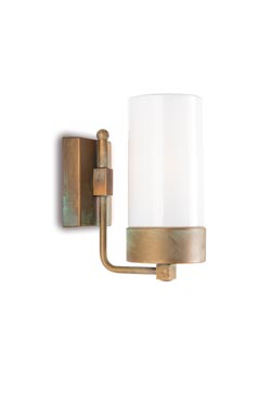 Silindar wall light in aged brass and transparent glass. Moretti Luce. 