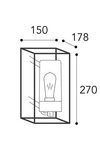 Cubic outdoor lantern wall lamp in aged brass. Moretti Luce. 