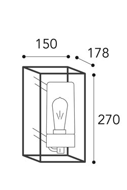 Cubic wall-mounted outdoor lantern in aged nickel. Moretti Luce. 