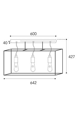 Cubic plafonnier 3 lumières en laiton vieilli. Moretti Luce. 