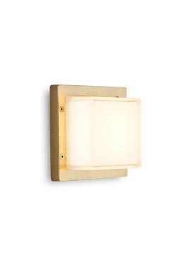Ice Cubic square outdoor wall lamp in antique brass. Moretti Luce. 