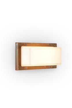 Ice cubic exterior wall light rectangle antique brass finish. Moretti Luce. 