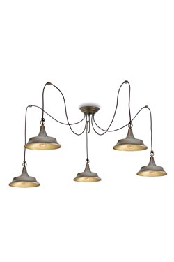 Atelier pendant 3 lights in aged brass. Moretti Luce. 