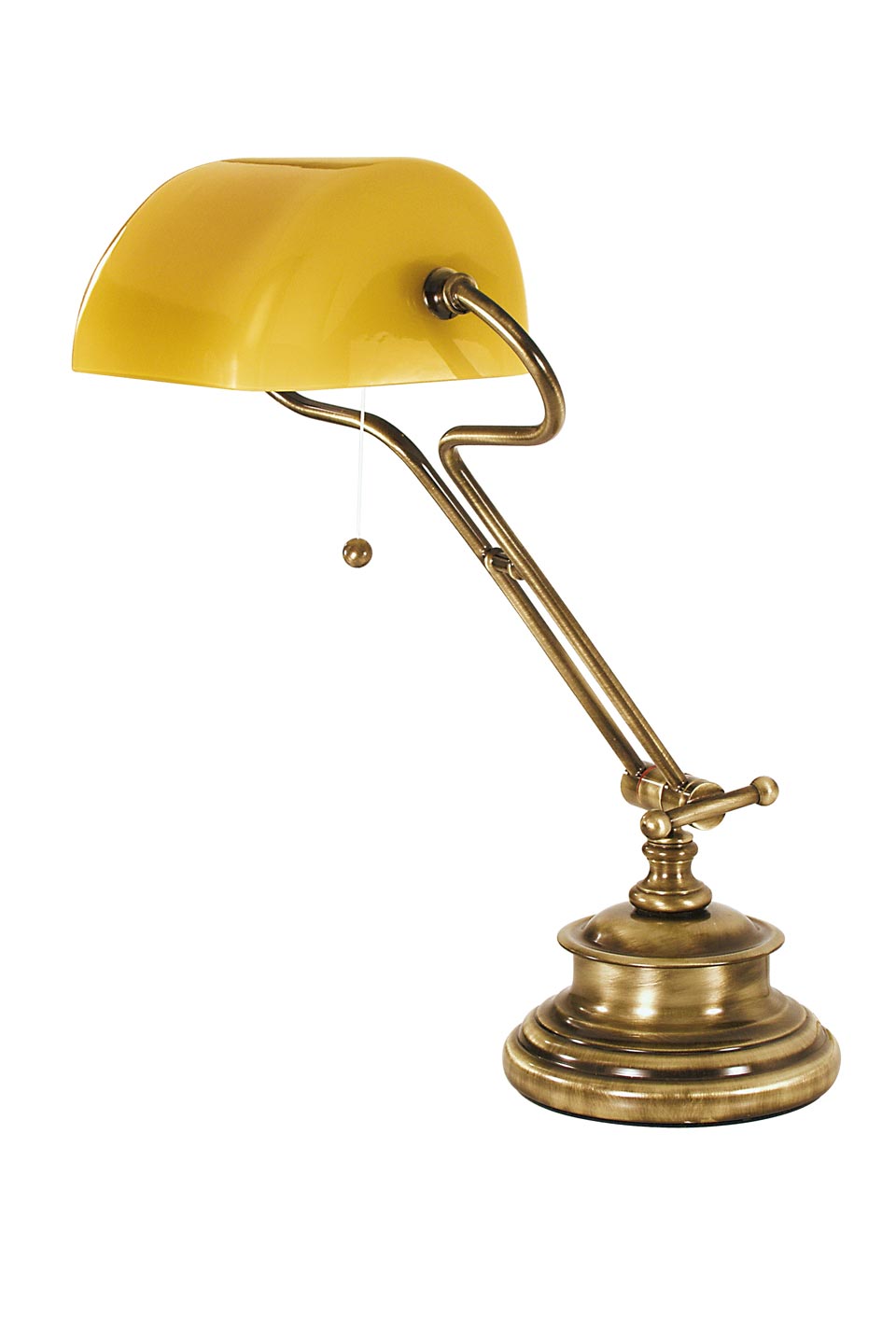 American yellow library lamp in natural brass. Moretti Luce. 
