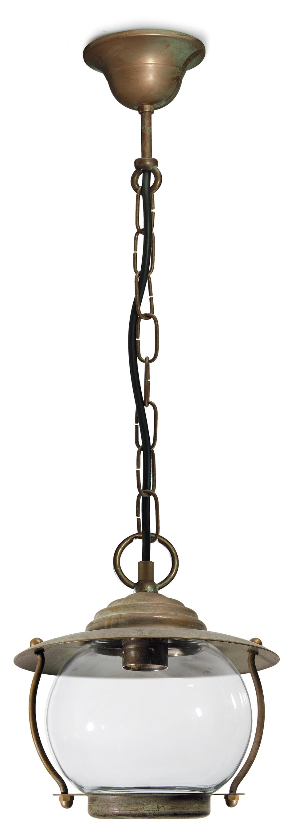 Aged brass pendant light Marine range. Moretti Luce. 