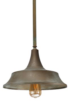 Atelier flared bell pendant on rod. Moretti Luce. 