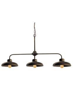 Samoan 3 lights pendant lamp in burnished brass. Moretti Luce. 