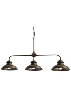 Triple pendant lamp in aged brass. Moretti Luce. 