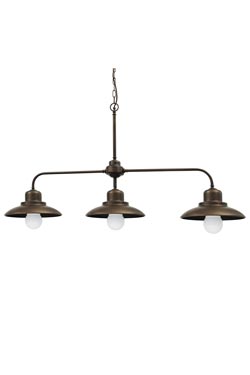 Triple pendant lamp in antique brass. Moretti Luce. 