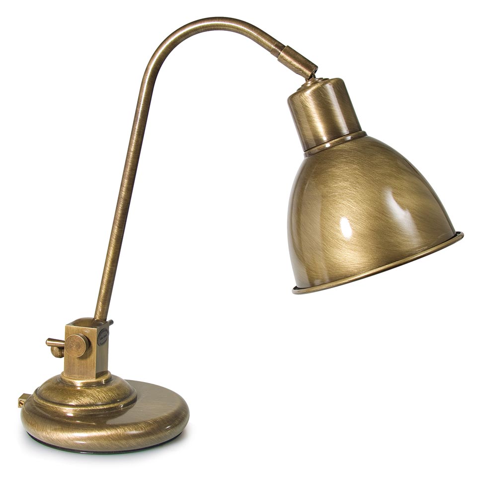 Petite Lampe De Bureau En Laiton Patine Verni Ref 15090445