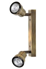 Spot orientable double en laiton patiné verni. Moretti Luce. Spot orientable double en laiton patiné verni. Moretti Luce.