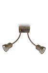 Silene wall lamp 2 spots in aged brass. Moretti Luce. 