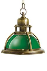 Suspension de marine en laiton naturel et verre vert. Moretti Luce. Suspension de marine en laiton naturel et verre vert. Moretti Luce.