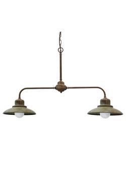 Suspension double en laiton vieilli. Moretti Luce. 