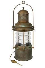 Retro aged brass table lantern. Moretti Luce. 
