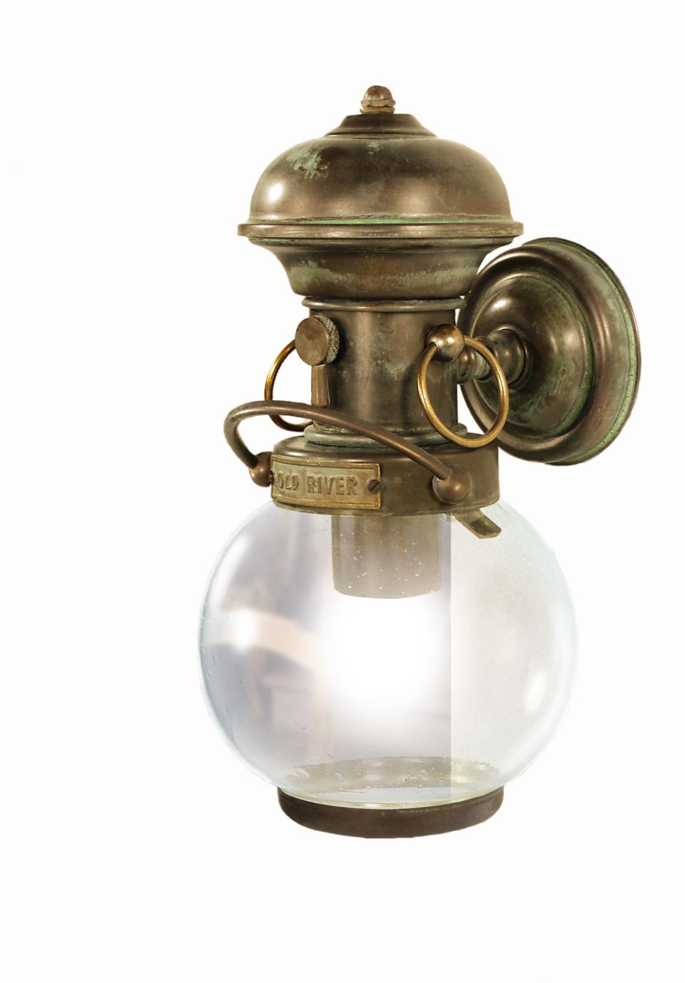 Botticella marine wall lamp in solid brass and clear glass. Moretti Luce. 