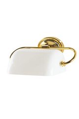 Classic wall lamp in varnished brass and white opal glass. Moretti Luce. 