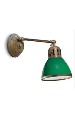 Pendula articulated wall lamp and green glass. Moretti Luce. 