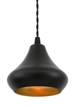 Amina suspension industrielle en cloche noire et or. Mullan. 