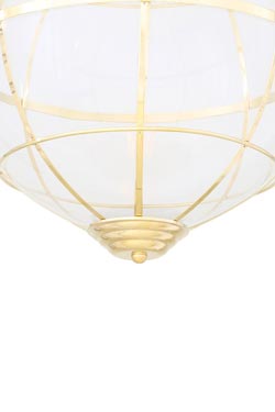 Henlow suspension avec globe de verre opale et cage dorée. Mullan. 